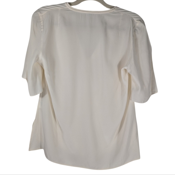Akris Punto 100% Mulberry Silk Blouse Top Ivory Cream Tie Neck Size Medium - Picture 5 of 11
